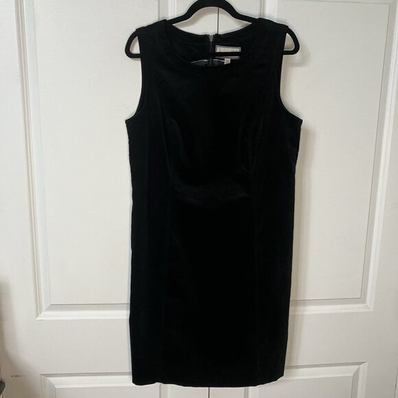 Y2K Esprit Shift Dress Womens Black Cotton Velvet Goth Vintage Neutral Fairy - Picture 2 of 11